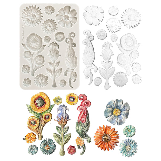 Stamperia Furry Friends A5 Silicon Mould Flowers