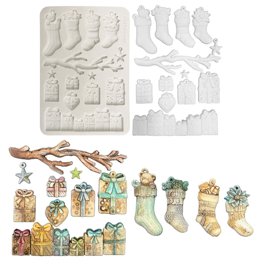 Stamperia A5 Silicon Mould Christmas Socks and Presents