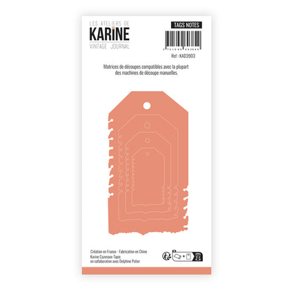 Les Ateliers De Karine Vintage Journal - Die Set - Tags Notes