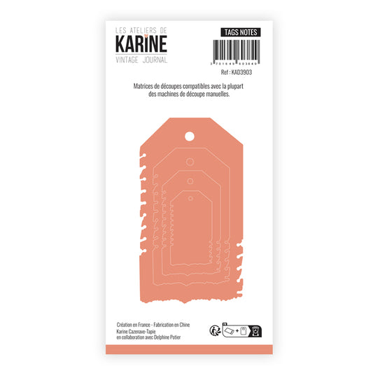 Les Ateliers De Karine Vintage Journal - Die Set - Tags Notes