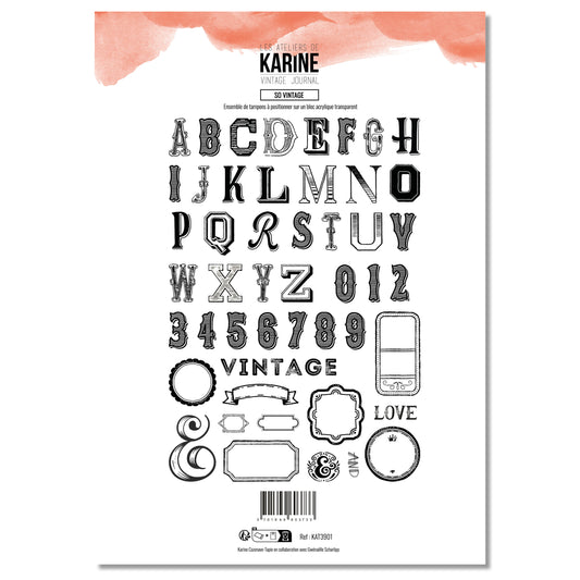 Les Ateliers De Karine Vintage Journal - A4 Clear Stamp Set - So Vintage
