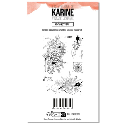 Les Ateliers De Karine Vintage Journal - Clear Stamp Set - Vintage Story
