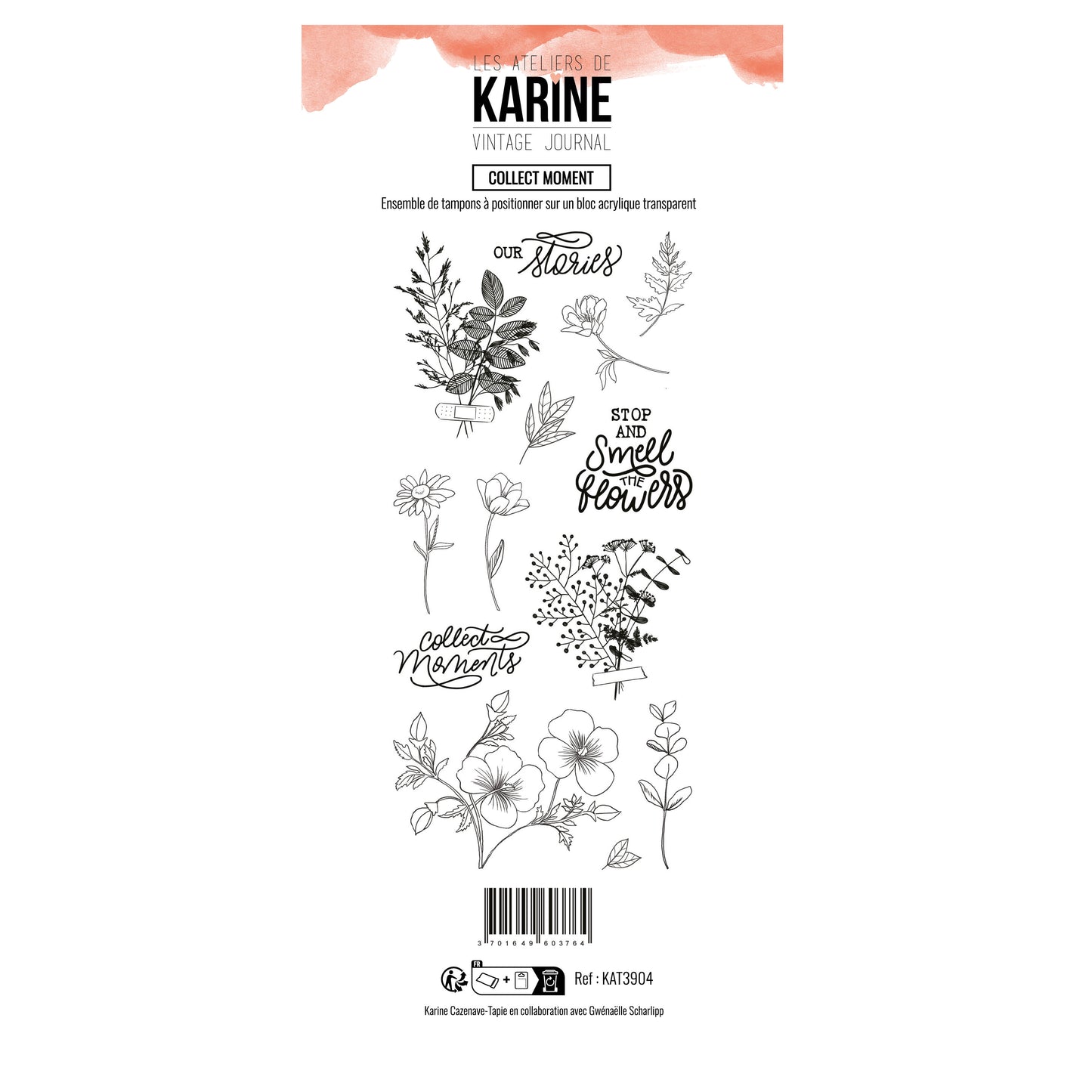 Les Ateliers De Karine Vintage Journal - Clear Stamp Set - Collect Moment