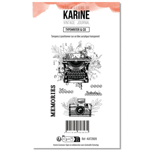 Les Ateliers De Karine Vintage Journal - Clear Stamp Set - Typewriter & Co