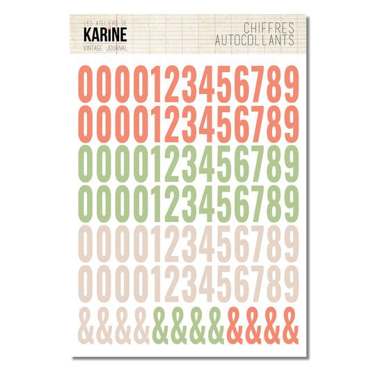 Les Ateliers De Karine Vintage Journal - Stickers - (Chiffres Autocollants) Assorted Numbers