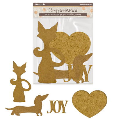 Stamperia Furry Friends MDF Crafty Shapes Blanks Dog and Cat Silhouette