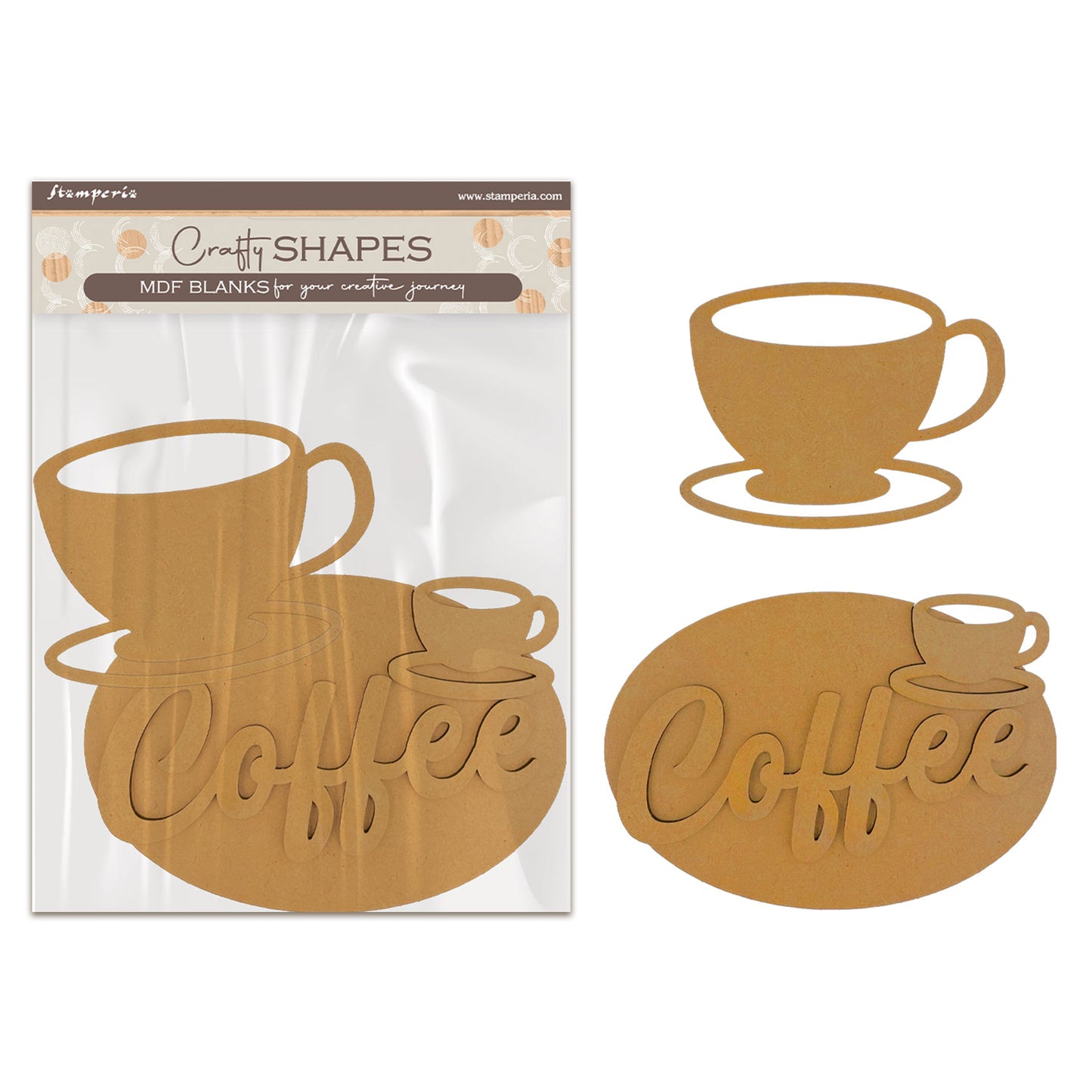 Stamperia Coffee and Chocolate MDF Crafty Shapes Blanks Cup and Plate