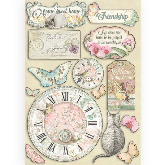 Stamperia A5 Coloured Frame - Clock And Labels