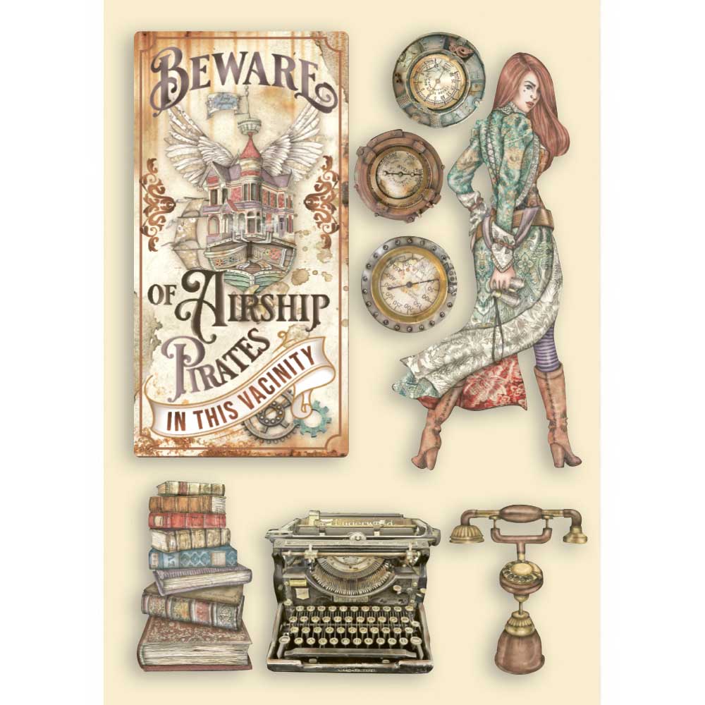 Stamperia A5 Coloured Shape Lady Vagabond Lifestyle Typing Writer