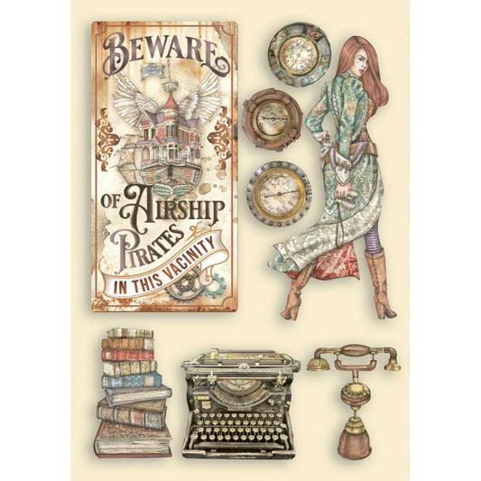 Stamperia A5 Coloured Shape Lady Vagabond Lifestyle Typing Writer