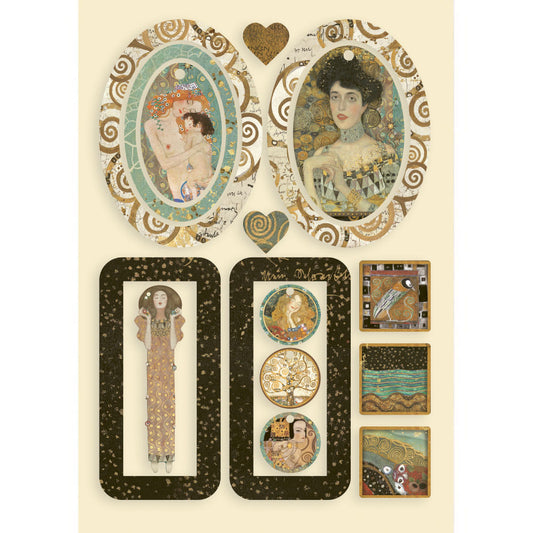 Stamperia A5 Coloured Shape Klimt Bag Handles And Hearts