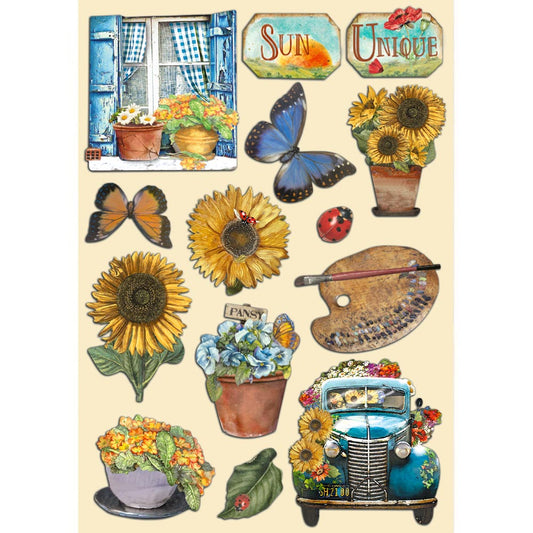 Stamperia A5 Coloured Shape Sunflower Art