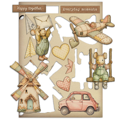 Stamperia CozyFamily A5 Colored Wodden Shapes