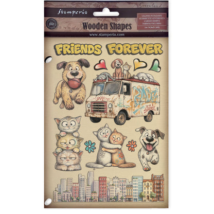 Stamperia Furry Friends 2 A5 Colored Wooden Shapes by Antonis Tzanidakis