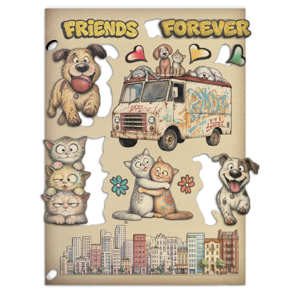 Stamperia Furry Friends 2 A5 Colored Wooden Shapes by Antonis Tzanidakis