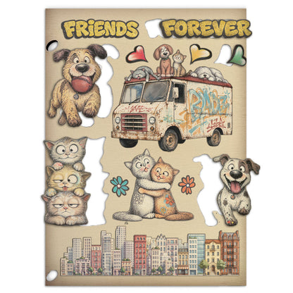Stamperia Furry Friends 2 A5 Colored Wooden Shapes by Antonis Tzanidakis