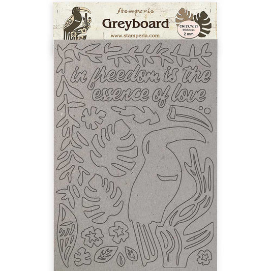 Stamperia A4 Greyboard /2 mm Amazonia Toucan