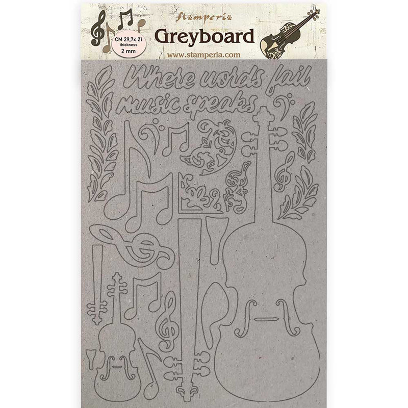 Stamperia A4 Greyboard /2 mm Passion Violin