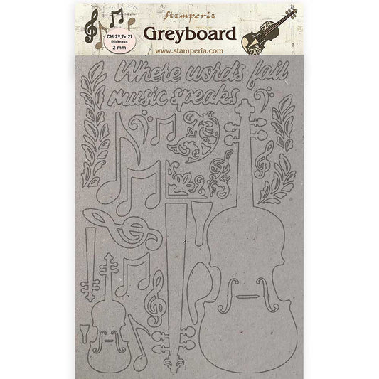 Stamperia A4 Greyboard /2 mm Passion Violin