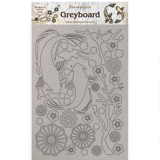 Stamperia A4 Greyboard 2 mm Sir Vagabond In Japan Fish
