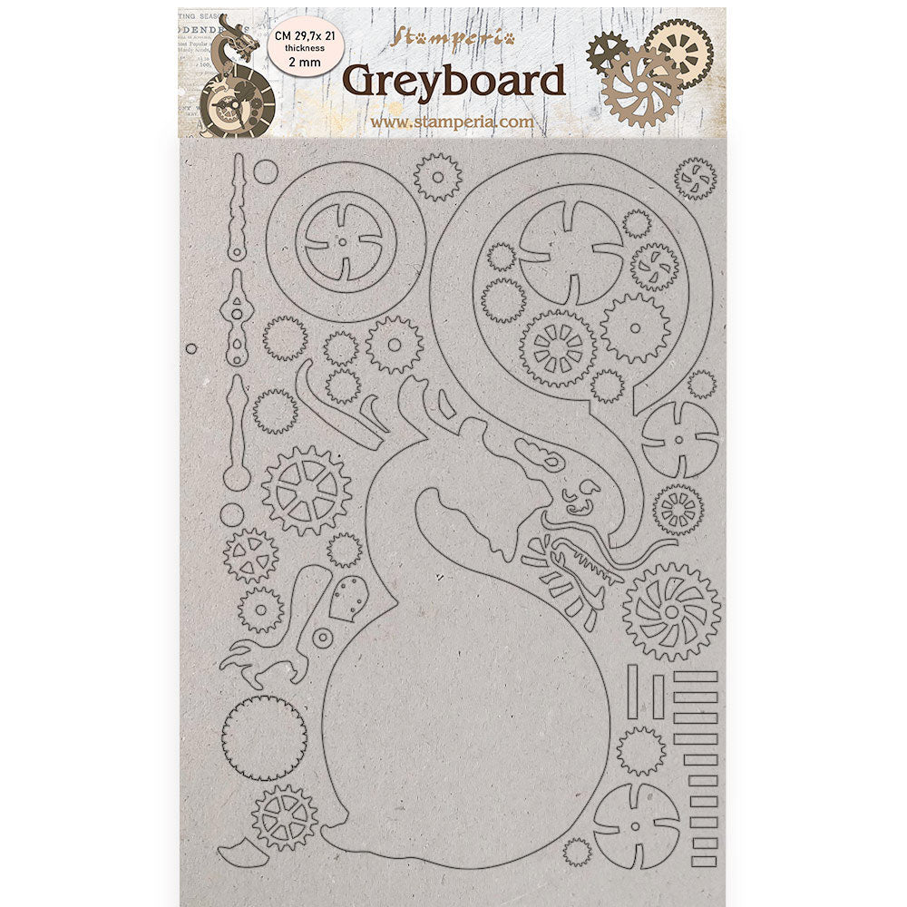 Stamperia A4 Greyboard 2 mm Sir Vagabond In Japan Dragon