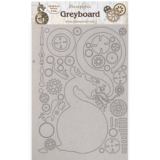 Stamperia A4 Greyboard 2 mm Sir Vagabond In Japan Dragon