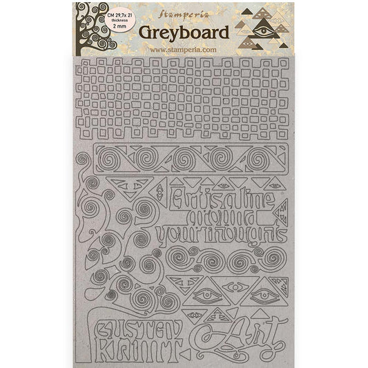 Stamperia A4 Greyboard 2 mm Klimt Tree Pattern