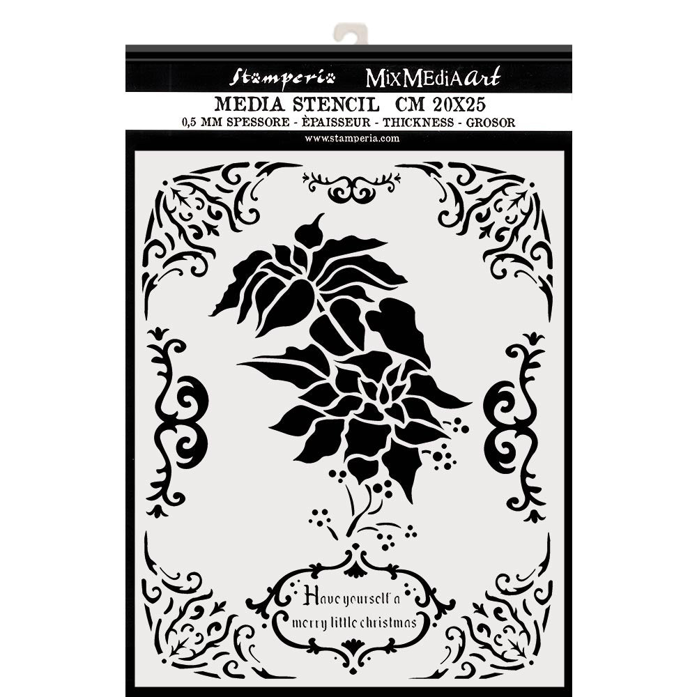 Stamperia 20 x 25cm Thick Stencil Poinsettia (Xmas)