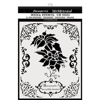 Stamperia 20 x 25cm Thick Stencil Poinsettia (Xmas)