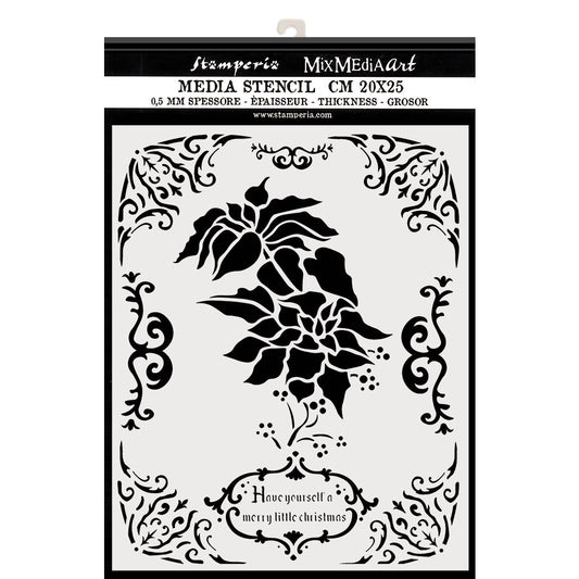 Stamperia 20 x 25cm Thick Stencil Poinsettia (Xmas)
