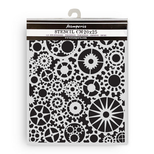 Stamperia Voyages Fantastiques Thick Stencil 20x25cm Gears Pattern - ships from 15th Sept