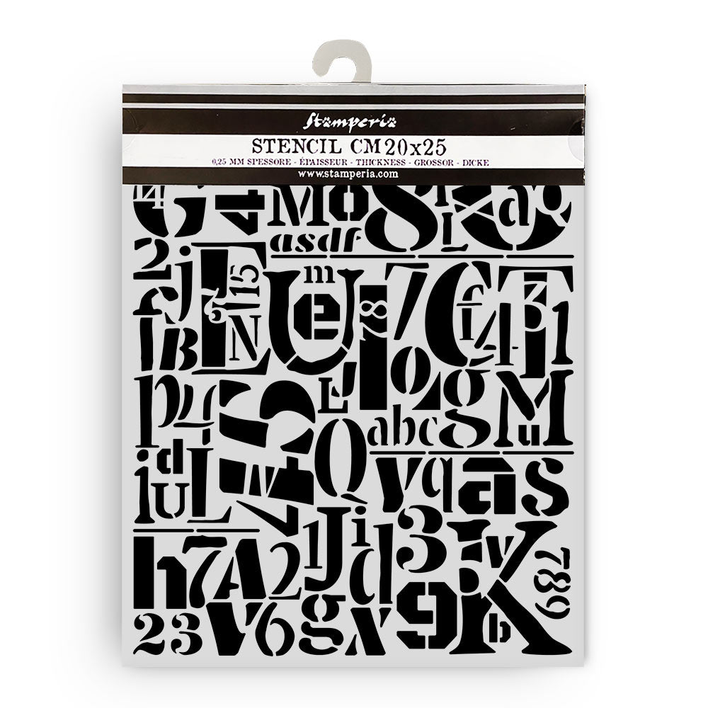 Stamperia Furry Friends Thick Stencil 20x25cm Numbers and Letters Pattern