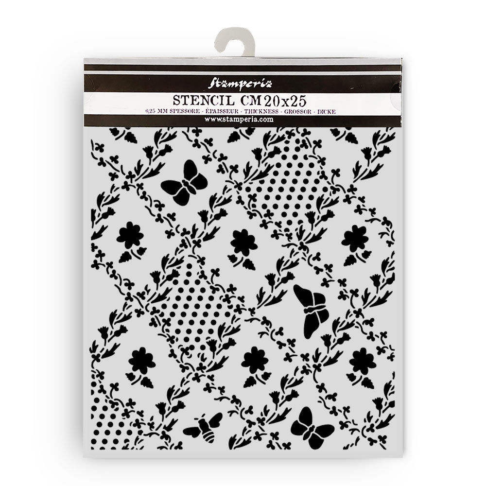 Stamperia Daisy Art Thick Stencil 20x25cm Texture Butterfly and Daisy