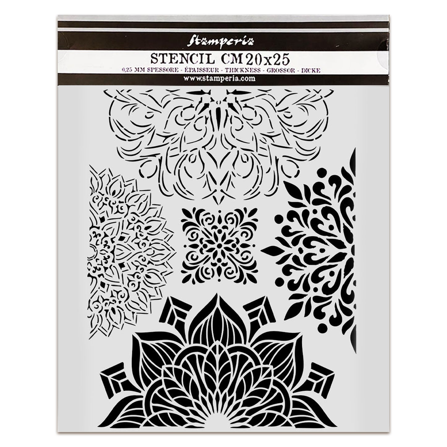 Stamperia Gardens of Time Thick Stencil 20x25cm Half Friezes (KSTD204)