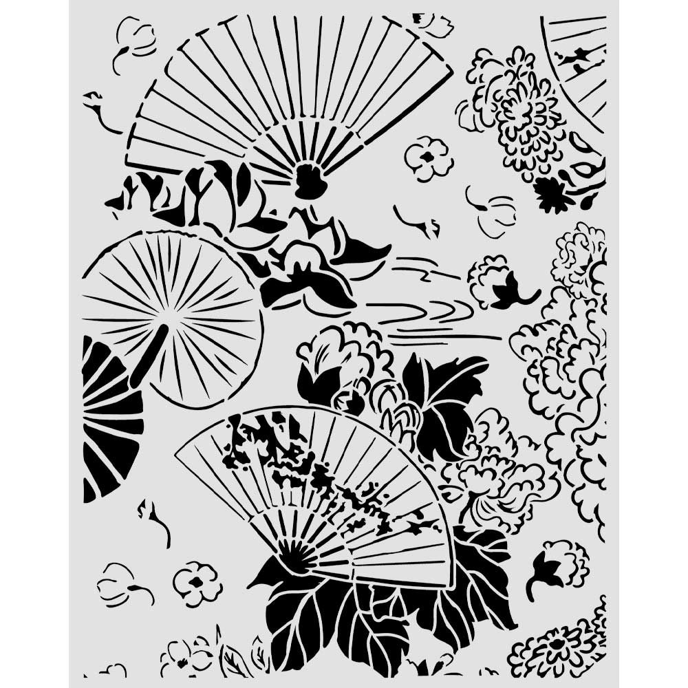 Stamperia Oriental Garden Thick Stencils 20x25cm Fans