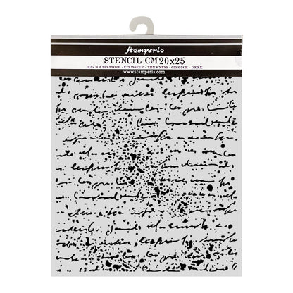 Stamperia Cosmos Thick Stencils 20x25cm Handwriting by Cristina Radovan