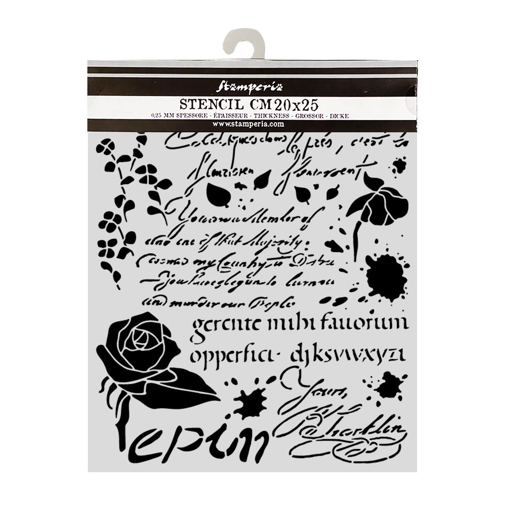 Stamperia Flowers and Poems Thick Stencils 20x25cm Latin Inspirations