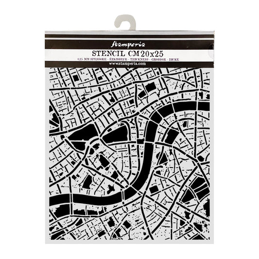 Stamperia Our Way Thick Stencils 20x25cm Street Map