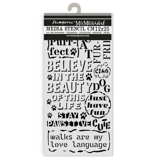 Stamperia Furry Friends Thick Stencil 12x25cm Quotes Pattern