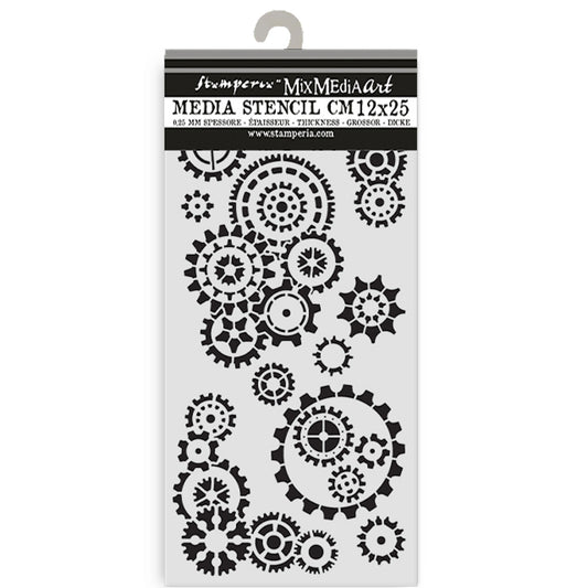 Stamperia Gear up for Christmas Thick Stencil 12x25cm Gears