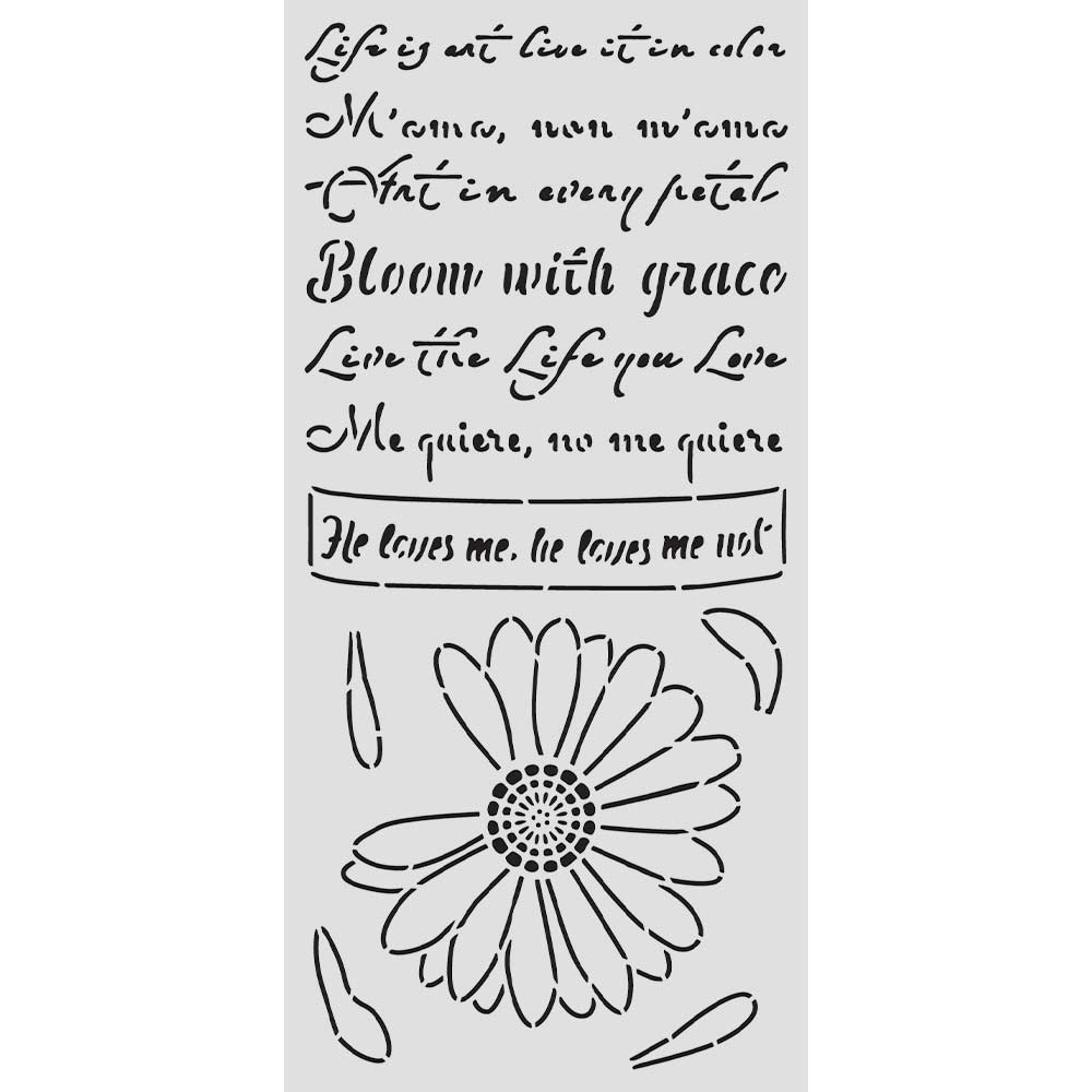 Stamperia Daisy Art Thick Stencil 12x25cm He Loves me, He loves me Not