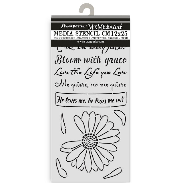 Stamperia Daisy Art Thick Stencil 12x25cm He Loves me, He loves me Not