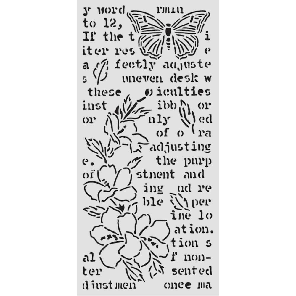 Stamperia Secret Diary Thick Stencil 12x25cm Butterfly and Flower