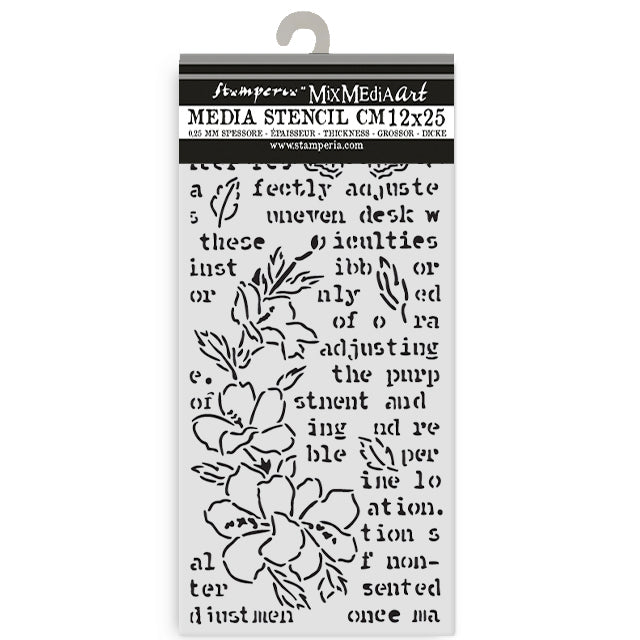 Stamperia Secret Diary Thick Stencil 12x25cm Butterfly and Flower