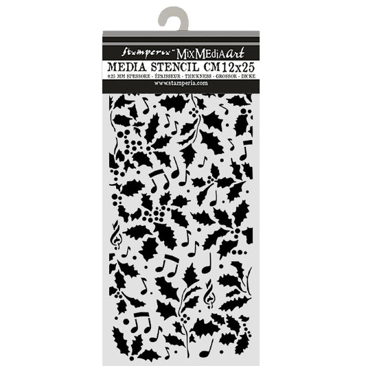 Stamperia Thick Stencils 12x25cm Christmas Holly and Leaves