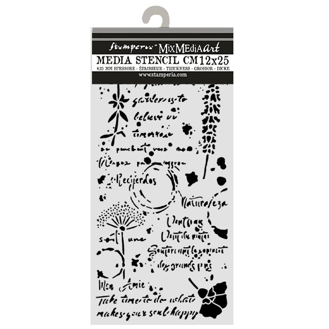 Stamperia Flowers and Poems Thick Stencils 12x25cm Stamperia Flowersand Writings