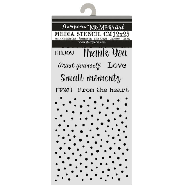 Stamperia CozyFamily Thick Stencils 12x25cm Writings and Dots