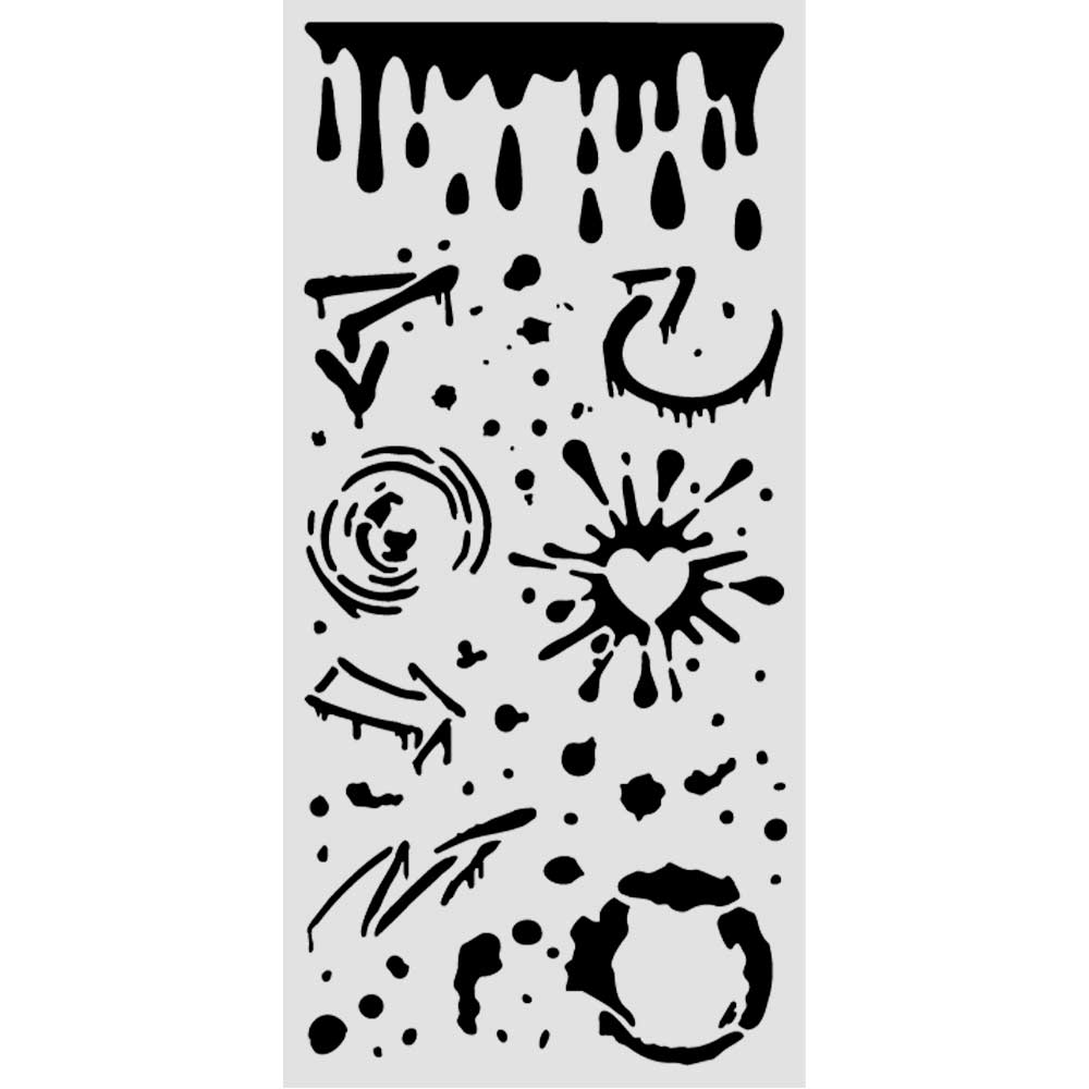 Stamperia Furry Friends 2 Thick Stencils 12x25cm Ink Splatters by Antonis Tzanidakis