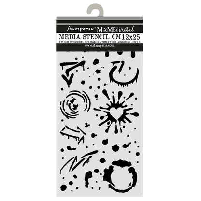 Stamperia Furry Friends 2 Thick Stencils 12x25cm Ink Splatters by Antonis Tzanidakis