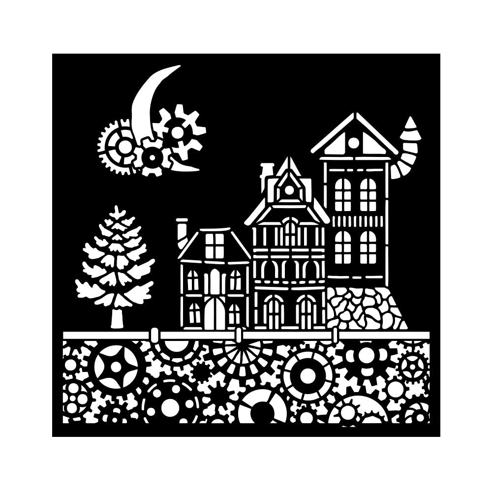Stamperia Gear up for Christmas Thick Stencil 18x18cm Houses